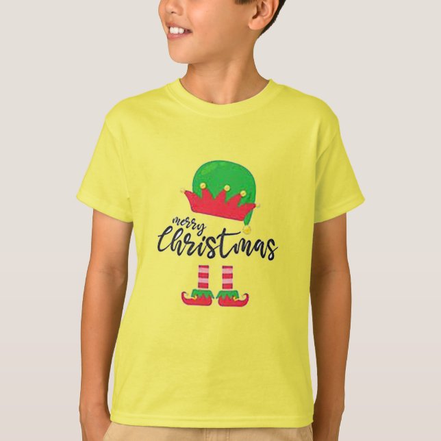 Merry Christmas Elf Basic Kid’s Unisex T-Shirt (Front)