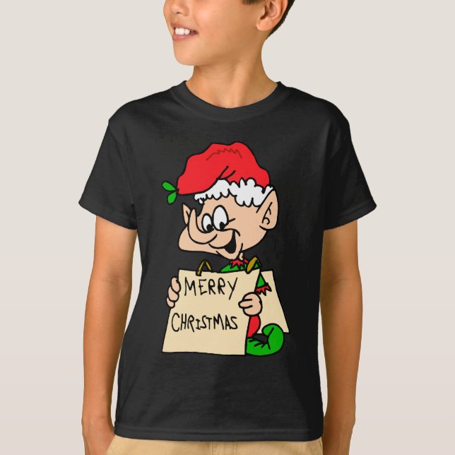 Merry Christmas Elf Black T-shirt (Front)