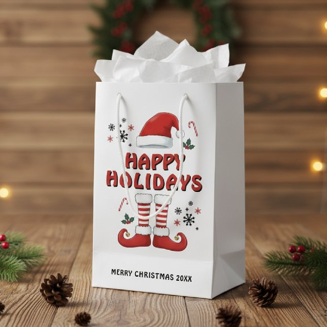 Merry Christmas Elf Boots Santa Claus Hat White Small Gift Bag (Creator Uploaded)