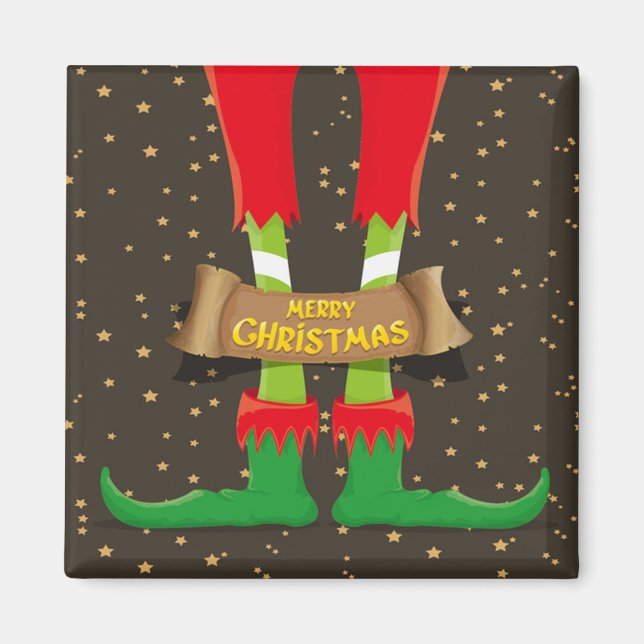 Merry Christmas Elf Legs Magnet (Front)