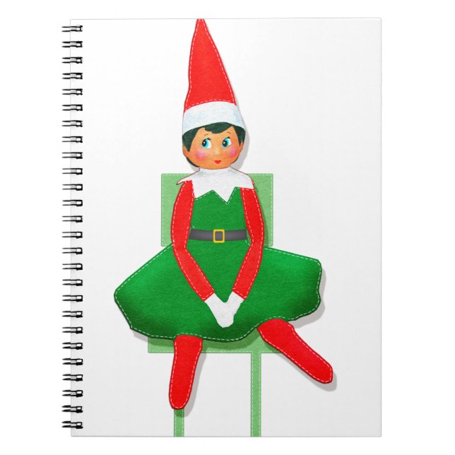 Merry Christmas Elf On Chair Notebook (Front)