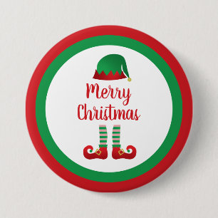 Merry Christmas Elf Outfit Red Typography 7.5 Cm Round Badge