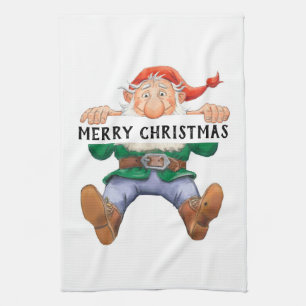 Merry Christmas Elf Tea Towel