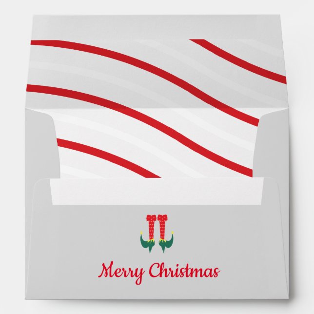 Merry Christmas  Elf Theme Holiday Red Candy   Envelope (Back (Bottom))