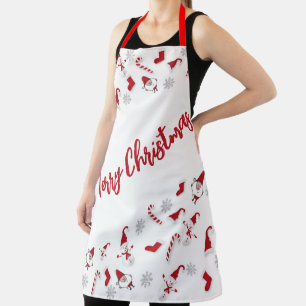 Merry Christmas Elves, Candy Canes, Snowmen  Apron