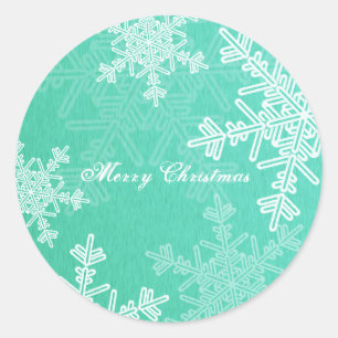 Merry Christmas Emerald Snowflake Minimalist Classic Round Sticker