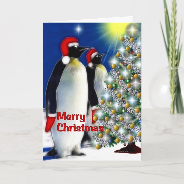 Merry Christmas - Emperor Penguins Holiday Card (Front)