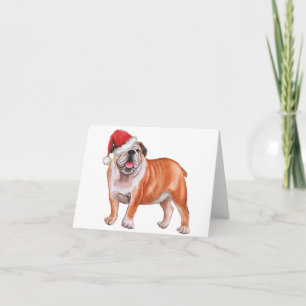 Merry Christmas English Bull DOG Greeting Card