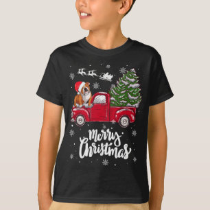 Merry Christmas English Bulldog Santa Red Truck Xm T-Shirt