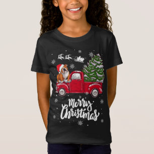 Merry Christmas English Bulldog Santa Red Truck Xm T-Shirt