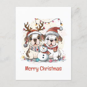 Merry Christmas English Bulldogs Holiday Postcard
