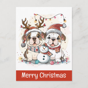 Merry Christmas English Bulldogs Postcard