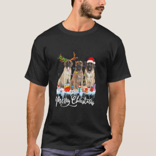 Merry Christmas English Mastiff Santa Light Reinde T-Shirt
