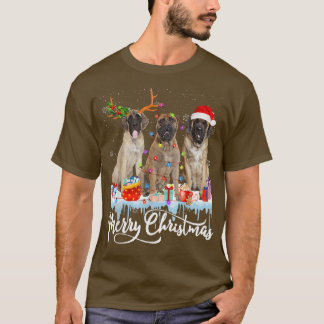 Merry Christmas English Mastiff Santa Light Reinde T-Shirt