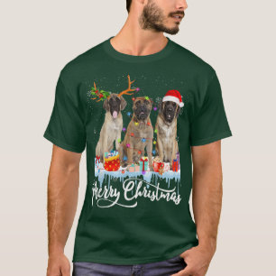 Merry Christmas English Mastiff Santa Light Reinde T-Shirt