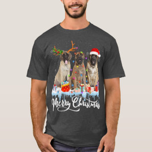 Merry Christmas English Mastiff Santa Light Reinde T-Shirt