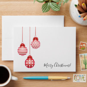 Merry Christmas Envelope with red ornaments