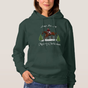 Merry Christmas, Equestrian English Jumping Horse Hoodie
