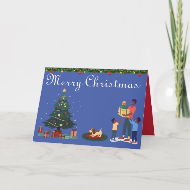 MERRY CHRISTMAS ETHNIC AFRICAN AMERICAN FAMILY CARD (Front)