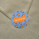Merry Christmas! European Robin Red Breast Pattern Classic Round Sticker<br><div class="desc">Add a flourish to your Christmas gift wrapping with these stickers, featuring a plucky European robin red breast in a blocky, pixelated style. Use "Personalise this template" to change the "Merry Christmas!" text if desired; it could be for a fan of robins with no Xmas theme. Smaller than the American...</div>