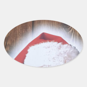 Merry Christmas Eve, Hat of Santa Oval Sticker