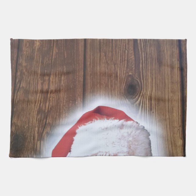 Merry Christmas Eve, Hat of Santa Tea Towel (Horizontal)