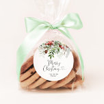 Merry Christmas evergreen Classic Round Sticker<br><div class="desc">Merry Christmas evergreen Classic Round Sticker.
Matching items available! Check the collection!</div>
