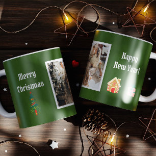 Merry Christmas Evergreen Family Photo  Coffee Mug
