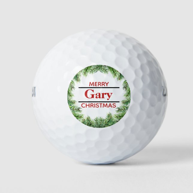 Merry Christmas Evergreen Fern Golf Balls (Front)