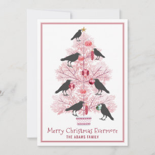 Merry Christmas Evermore Gothic Crow Holiday  Card