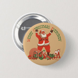 Merry Christmas Everybody! Vintage Santa Claus 6 Cm Round Badge