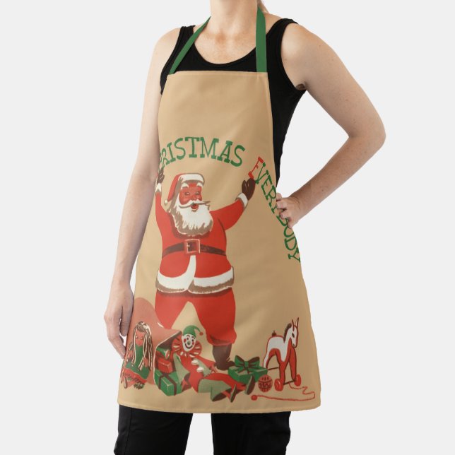Merry Christmas Everybody! Vintage Santa Claus Apron (Insitu)