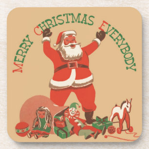 Merry Christmas Everybody! Vintage Santa Claus Coaster