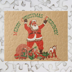 Merry Christmas Everybody! Vintage Santa Claus Jigsaw Puzzle