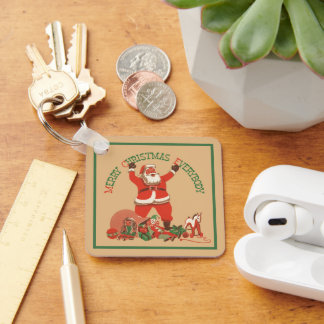 Merry Christmas Everybody! Vintage Santa Claus Key Ring