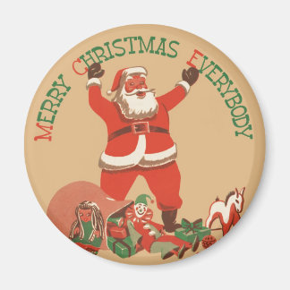 Merry Christmas Everybody! Vintage Santa Claus Magnet