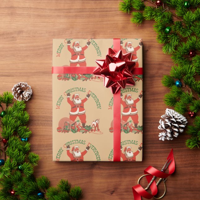 Merry Christmas Everybody! Vintage Santa Claus Wrapping Paper (Holiday Gift)