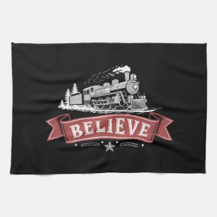 Merry Christmas Express North Pole Xmas Santa  Tea Towel