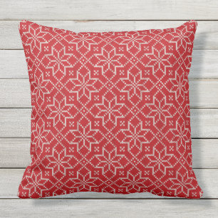 Merry Christmas Fair Isle knitting Red pattern Cushion