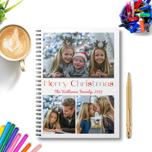 merry christmas family 3 photos collage notebook