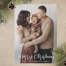 Merry Christmas Family 4 Photo Modern Minimalist