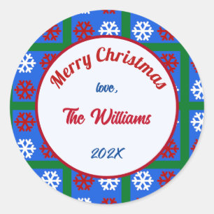 Merry Christmas Family American Snowflakes Classic Round Sticker