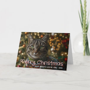 Merry Christmas Family Cat Photo Holiday Card