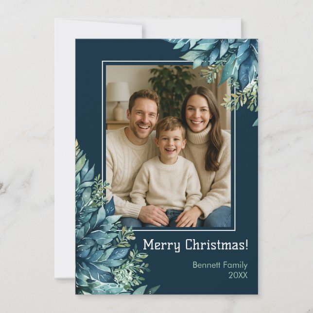 Merry Christmas family custom photo holiday card (Front)