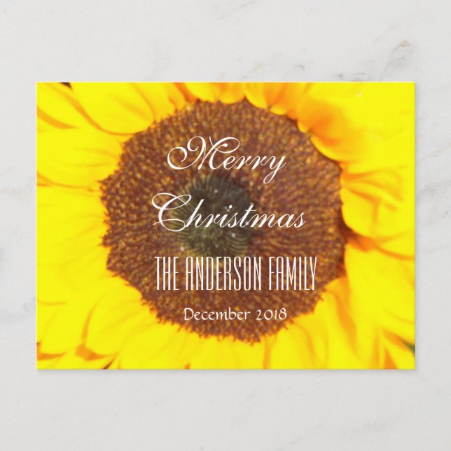 Merry Christmas Family December 2018 Sunflower Holiday Postcard (Front)
