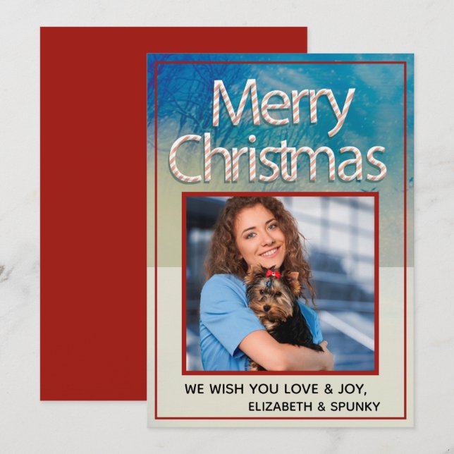 Merry Christmas Family Fun Photo Personalise Holiday Card (Front/Back)