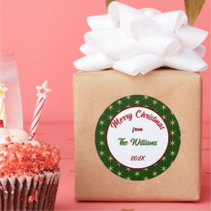 Merry Christmas Family Golden stars Classic Round Sticker