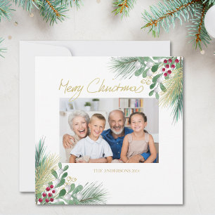 Merry Christmas Family Greenery Photo Holiday
