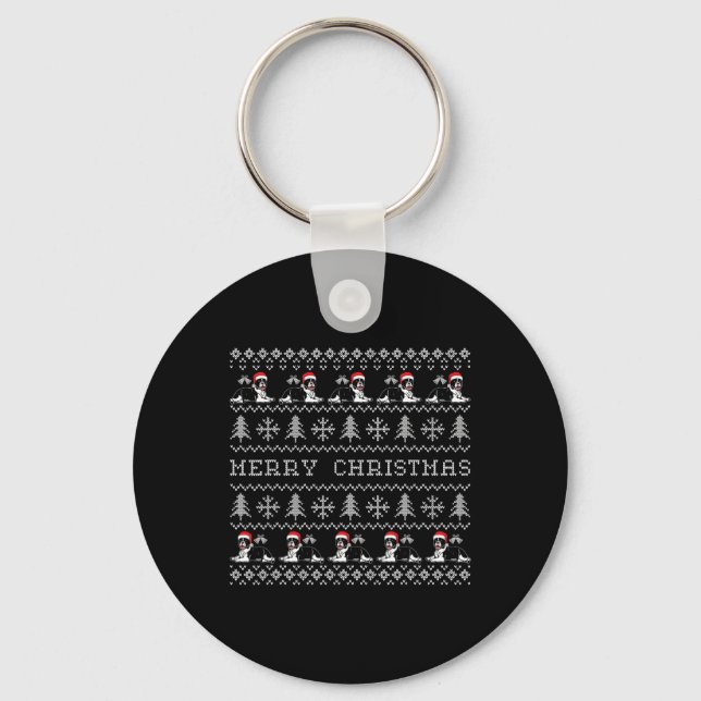 Merry Christmas Family Matching Bulldog Merry Chri Key Ring (Front)