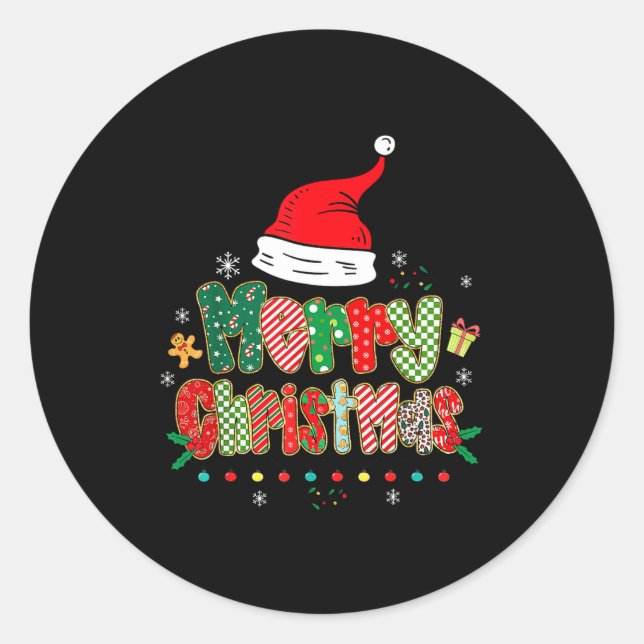 Merry Christmas Family Matching Outfit Xmas Squad  Classic Round Sticker (Front)